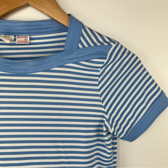 VINTAGE ELLANEE Blue Striped Boatneck Top - Picture 3 of 6